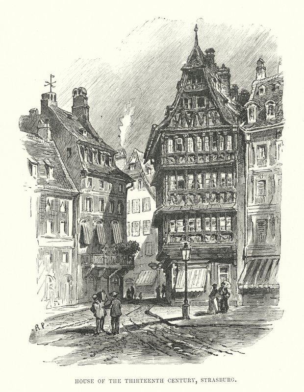 Det trettende århundres hus, Strasburg (gravering) av English School