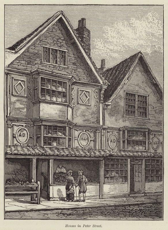 Hus i Peter Street (gravering) av English School