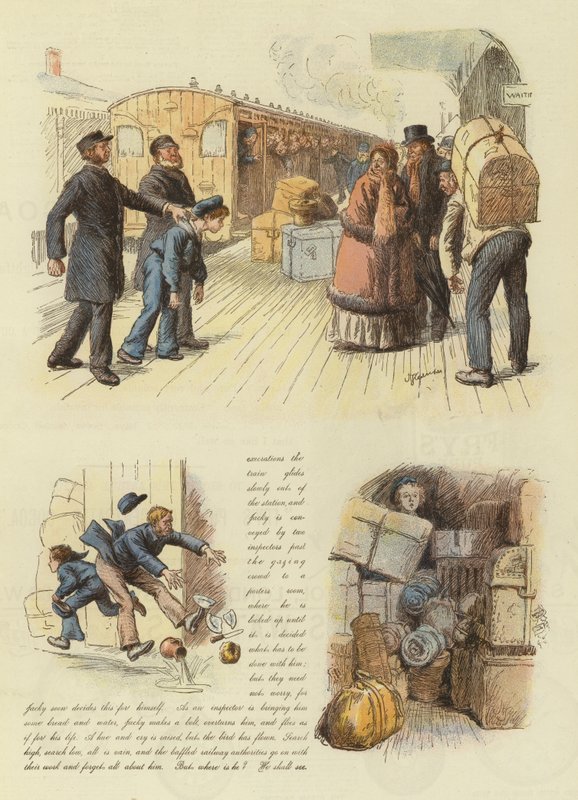 Hvordan Jacky Marlinspike kom hjem i tide for Christmas Pudding (farge litho) av English School