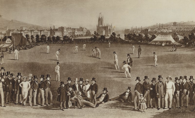 Hvordan de spilte cricket da dronning Victoria var ung (litho) av English School