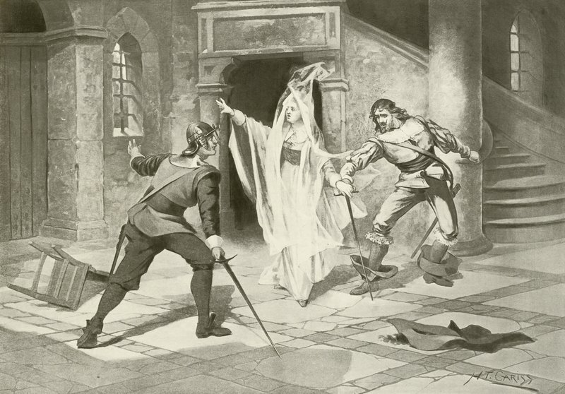 I Puritani, akt I scene v (gravyr) av English School