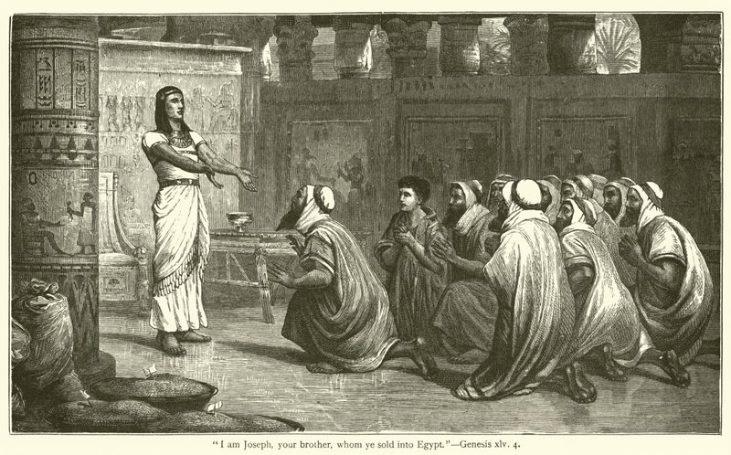 "Jeg er Josef, din bror, som dere solgte til Egypt", 1. Mosebok, xlv, 4 (gravering) av English School