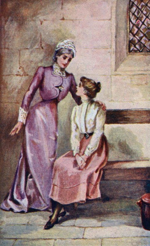 Illustrasjon for A World of Girls av L T Meade (farge litho) av English School