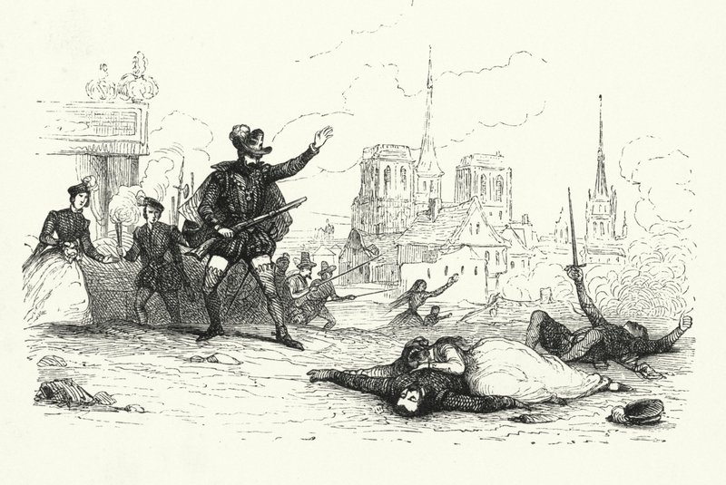 Illustrasjon for Les Huguenots av Giacomo Meyerbeer (gravering) av English School
