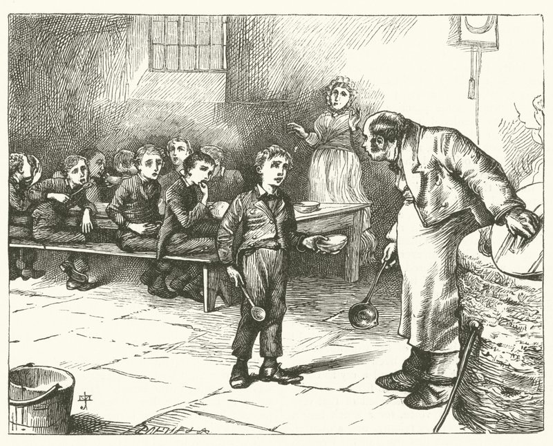 Illustrasjon for Oliver Twist (gravering) av English School