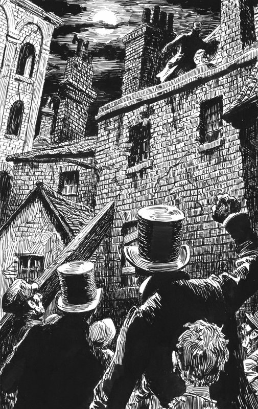 Illustrasjon for Oliver Twist av Charles Dickens (penn og blekk) av English School