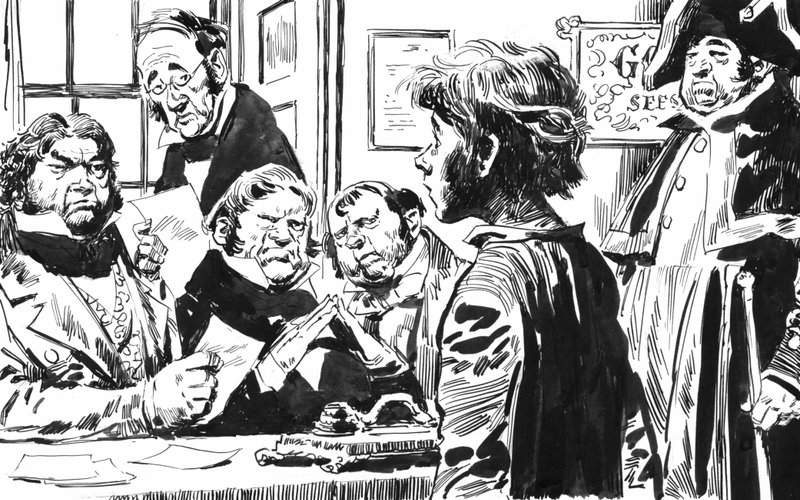 Illustrasjon for Oliver Twist av Charles Dickens (penn og blekk) av English School