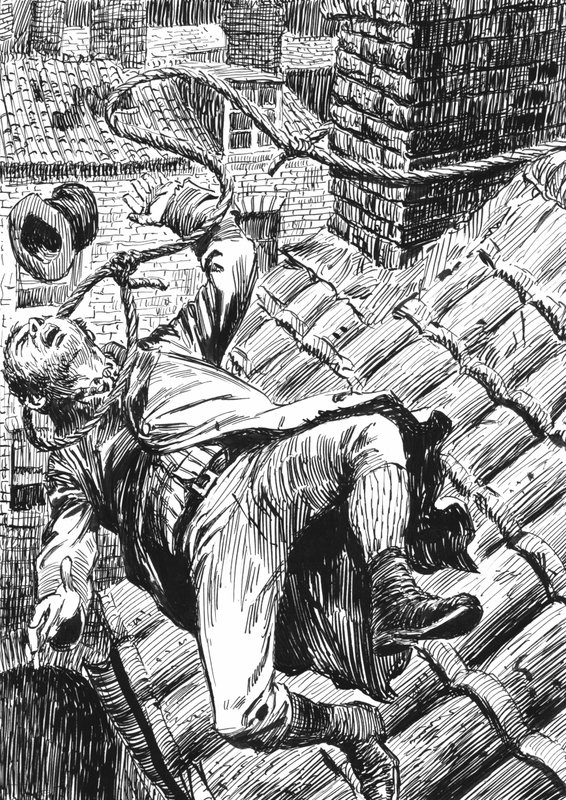 Illustrasjon for Oliver Twist av Charles Dickens (penn og blekk) av English School
