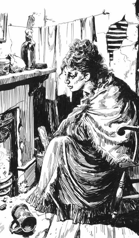 Illustrasjon for Oliver Twist av Charles Dickens (penn og blekk) av English School