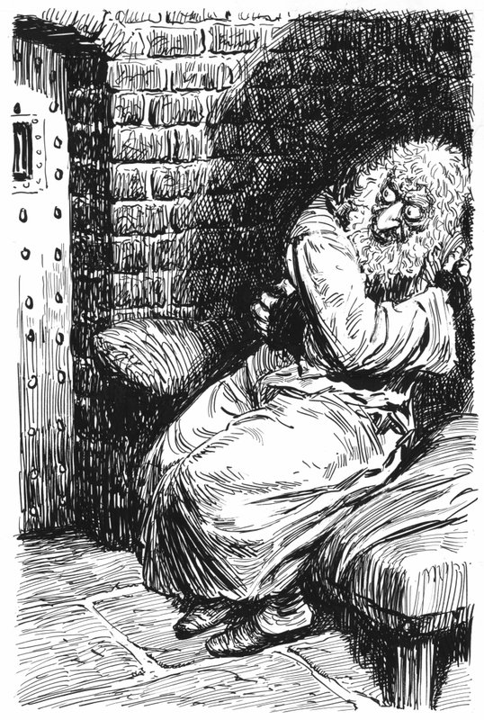 Illustrasjon for Oliver Twist av Charles Dickens (penn og blekk) av English School