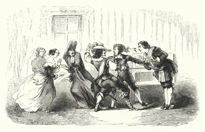 Illustrasjon for Barberen i Sevilla av Rossini (gravering) av English School