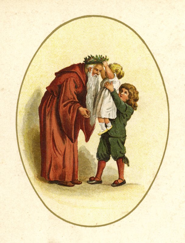 Illustrasjon for The Coming Of Father Christmas (farge litho) av English School