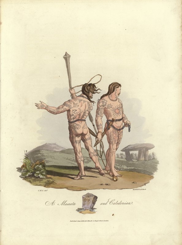Illustrasjon for The Costume of the Original Inhabitants of the British Islands av English School
