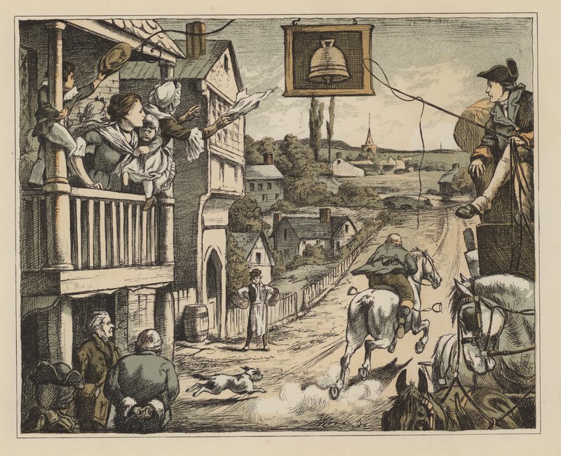 Illustrasjon for The Diverting History of John Gilpin av William Cowper (farge litho) av English School