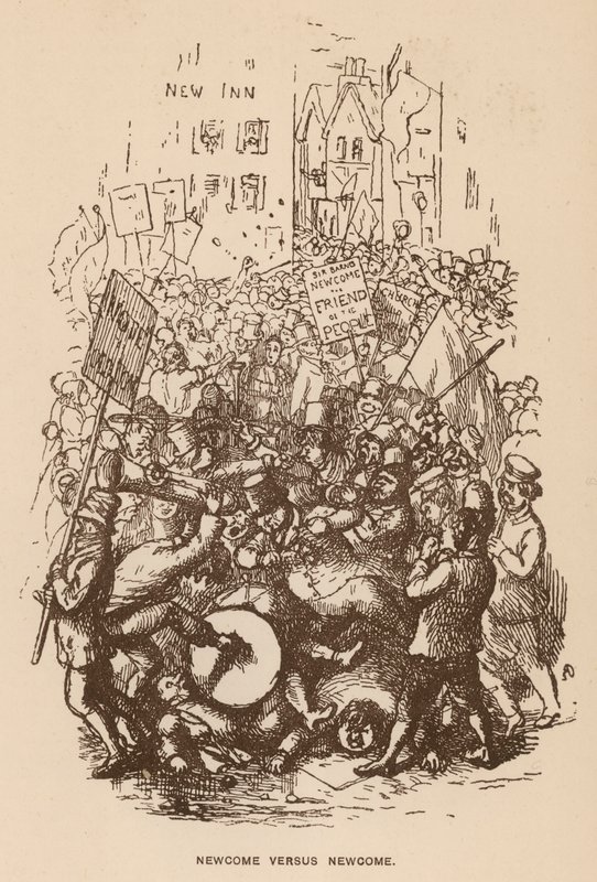 Illustrasjon for The Newcomes av Thackeray (litho) av English School