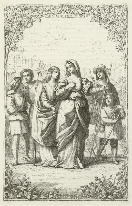 Illustrasjon for The Pilgrims Progress av John Bunyan av English School