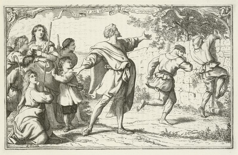 Illustrasjon for The Pilgrims Progress av John Bunyan av English School