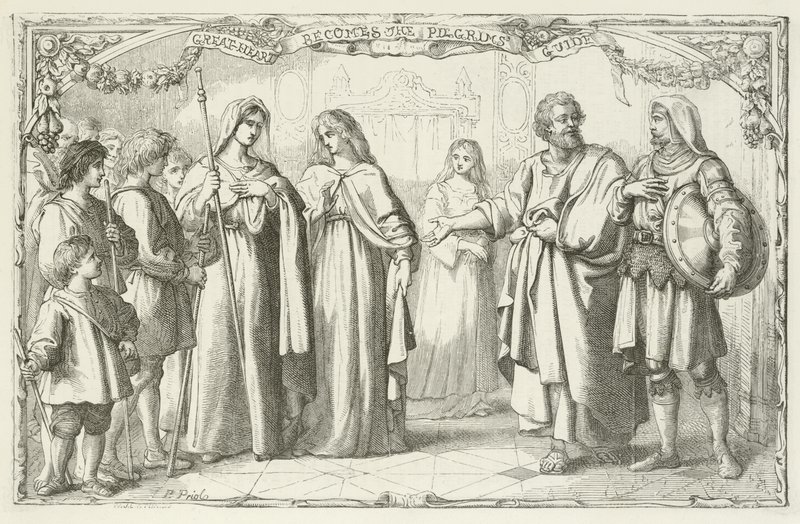 Illustrasjon for The Pilgrims Progress av John Bunyan av English School
