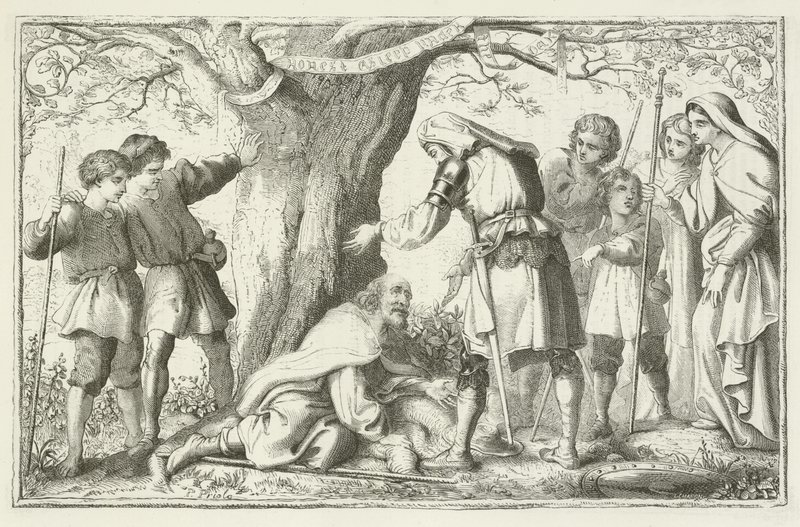 Illustrasjon for The Pilgrims Progress av John Bunyan av English School
