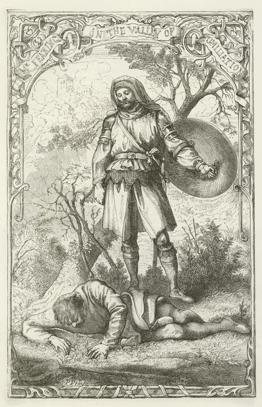 Illustrasjon for The Pilgrims Progress av John Bunyan av English School