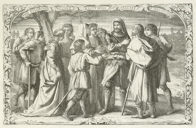 Illustrasjon for The Pilgrims Progress av John Bunyan av English School