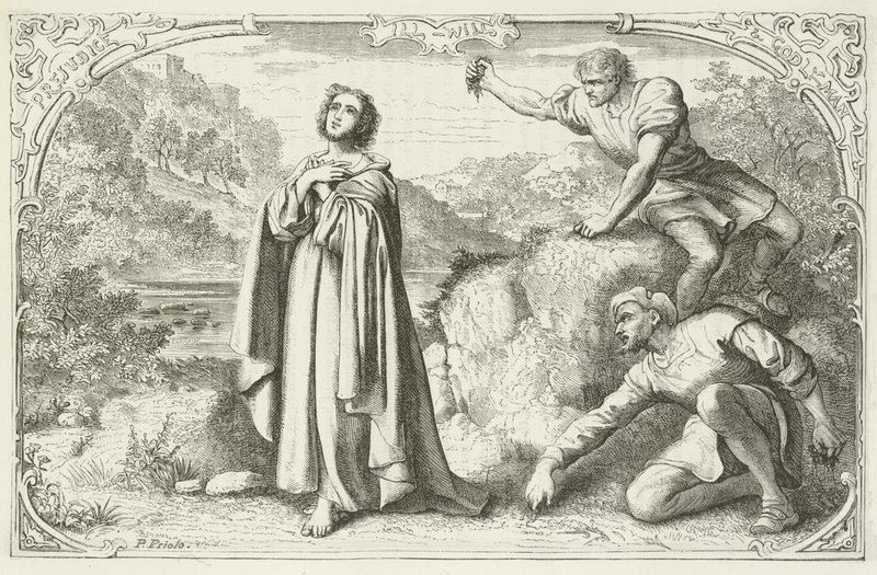 Illustrasjon for The Pilgrims Progress av John Bunyan av English School