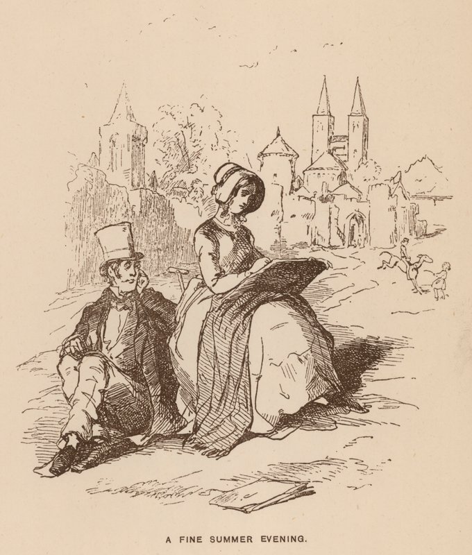Illustrasjon for Vanity Fair av Thackeray (litho) av English School