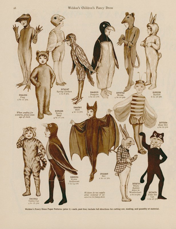 Illustrasjon for Weldons Fancy Dress-katalog for barn av English School