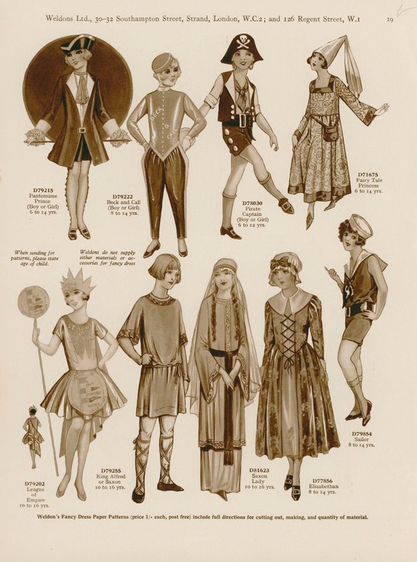 Illustrasjon for Weldons Fancy Dress-katalog for barn av English School