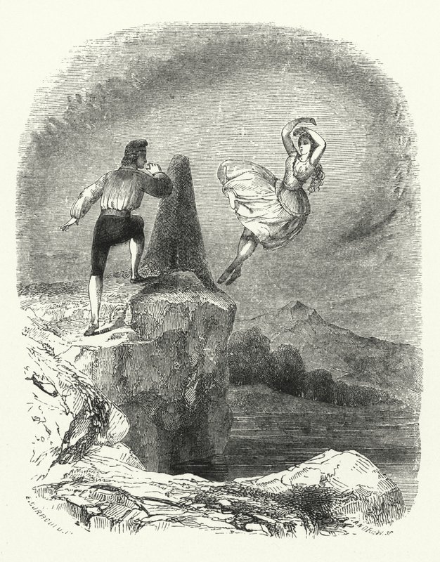 Illustrasjon for balletten, Ondine eller Naiaden (gravering) av English School