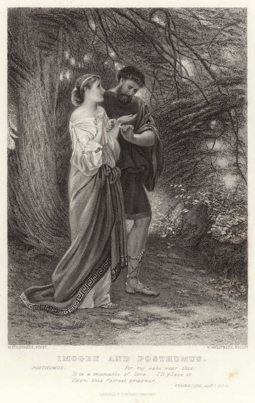 Imogen og Posthumus, Cymbeline, Act I, Sc 2 av English School