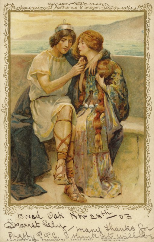 Imogen og Posthumus fra William Shakespeares spiller, Cymbeline av English School
