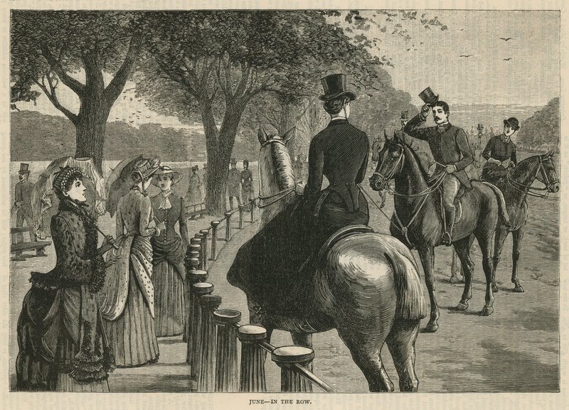 På rad; Rotten Row, Hyde Park, London av English School