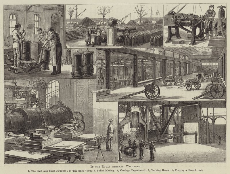 I Royal Arsenal, Woolwich (gravering) av English School