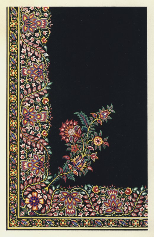 Indisk brodert satengforkle av English School