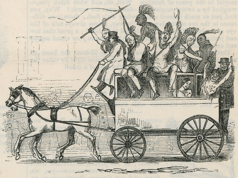 Indianere fra Ojibbeway-stammen i en London-buss av English School