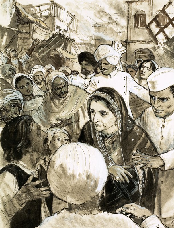 Indira Gandhi i byen Ahmadabad under opptøyene av English School