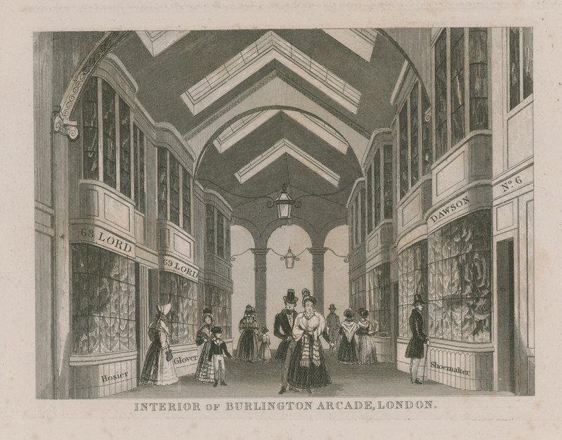 Interiøret i Burlington Arcade av English School