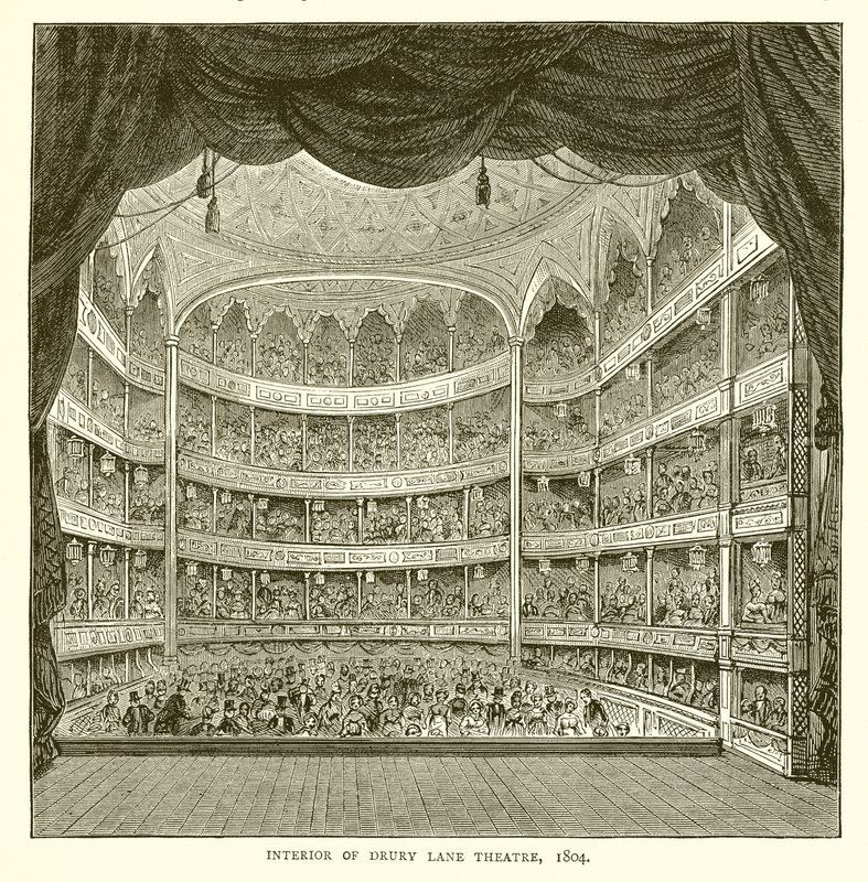 Interiør av Drury Lane Theatre, 1804 av English School