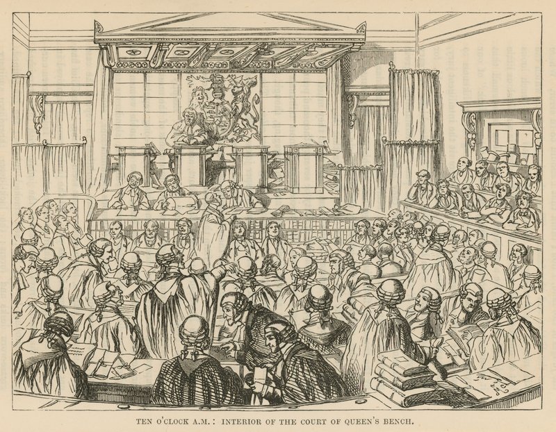 Interiør av Court of Queens Bench av English School