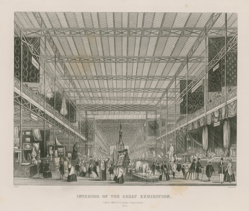 Interiør av den store utstillingen, 1851, Ceylon, Malta og kanadiske avdelinger av English School