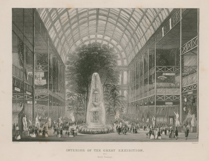 Interiør av den store utstillingen, 1851, North Transept av English School