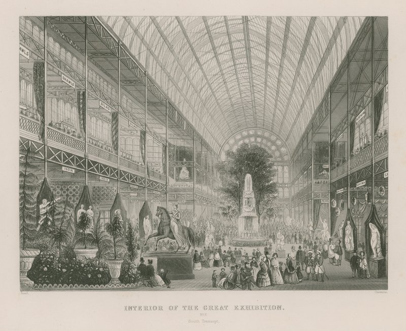 Interiør av den store utstillingen, 1851, South Transept av English School