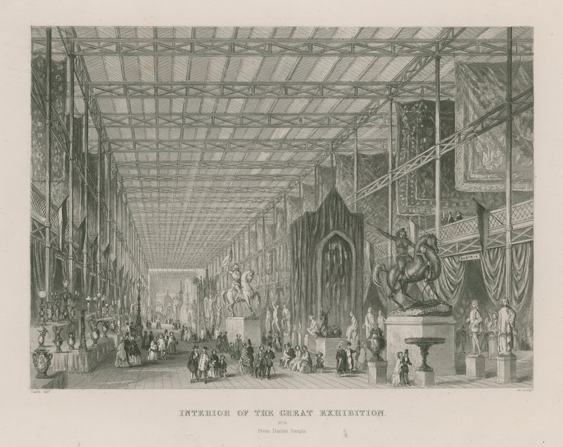 Interiør av den store utstillingen, 1851, fra Dantes Temple av English School