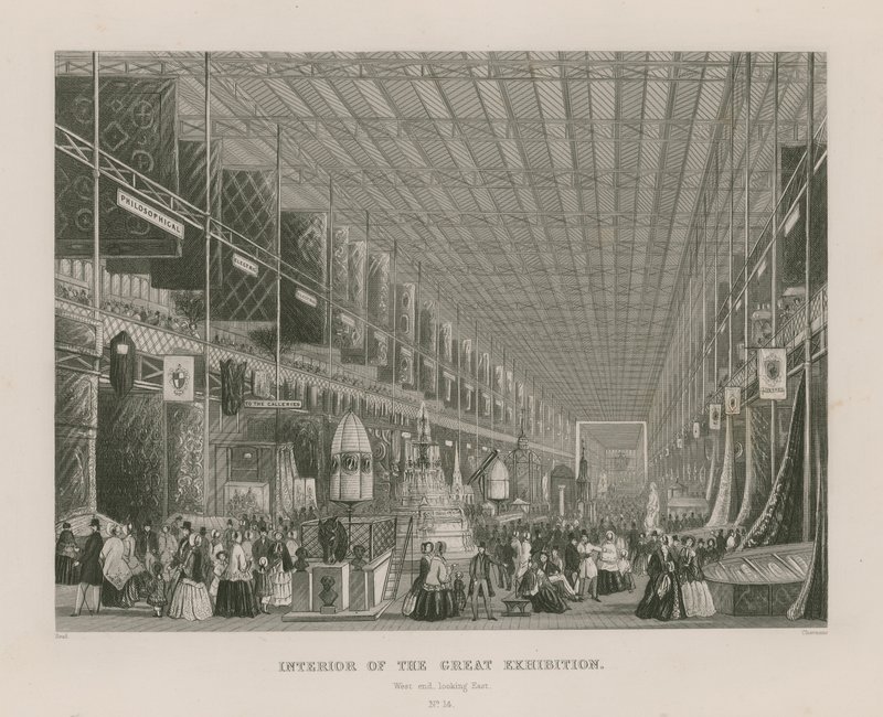 Interiør av den store utstillingen, 1851, vestenden med utsikt mot øst av English School