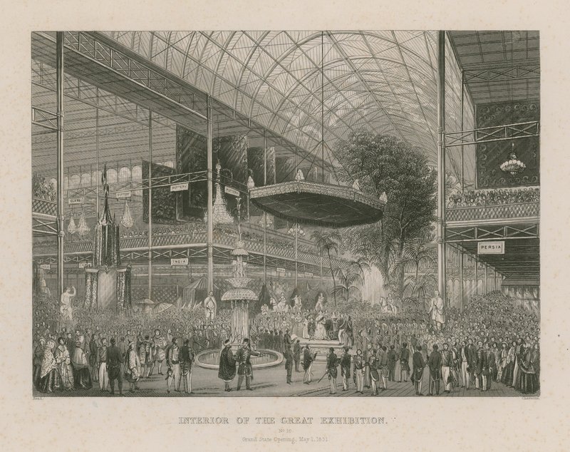 Interiør av den store utstillingen, Grand State Opening, 1. mai 1851 av English School