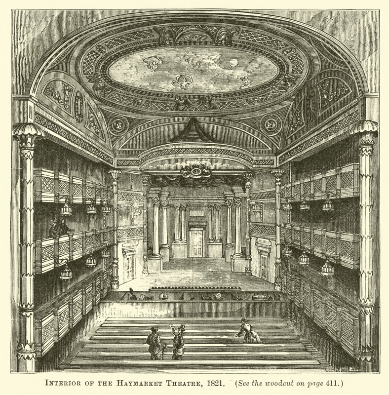 Interiør av Haymarket Theatre, 1821 av English School