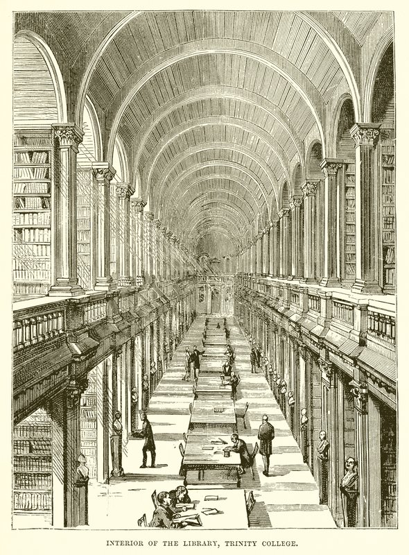 Interiøret i biblioteket, Trinity College av English School