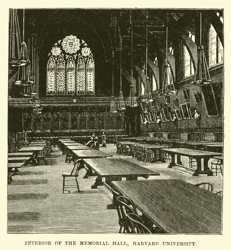 Interiør i Memorial Hall, Harvard University av English School