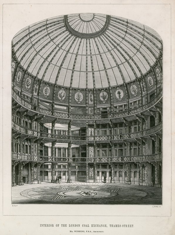 Interiøret i New Coal Exchange, Thames Street av English School